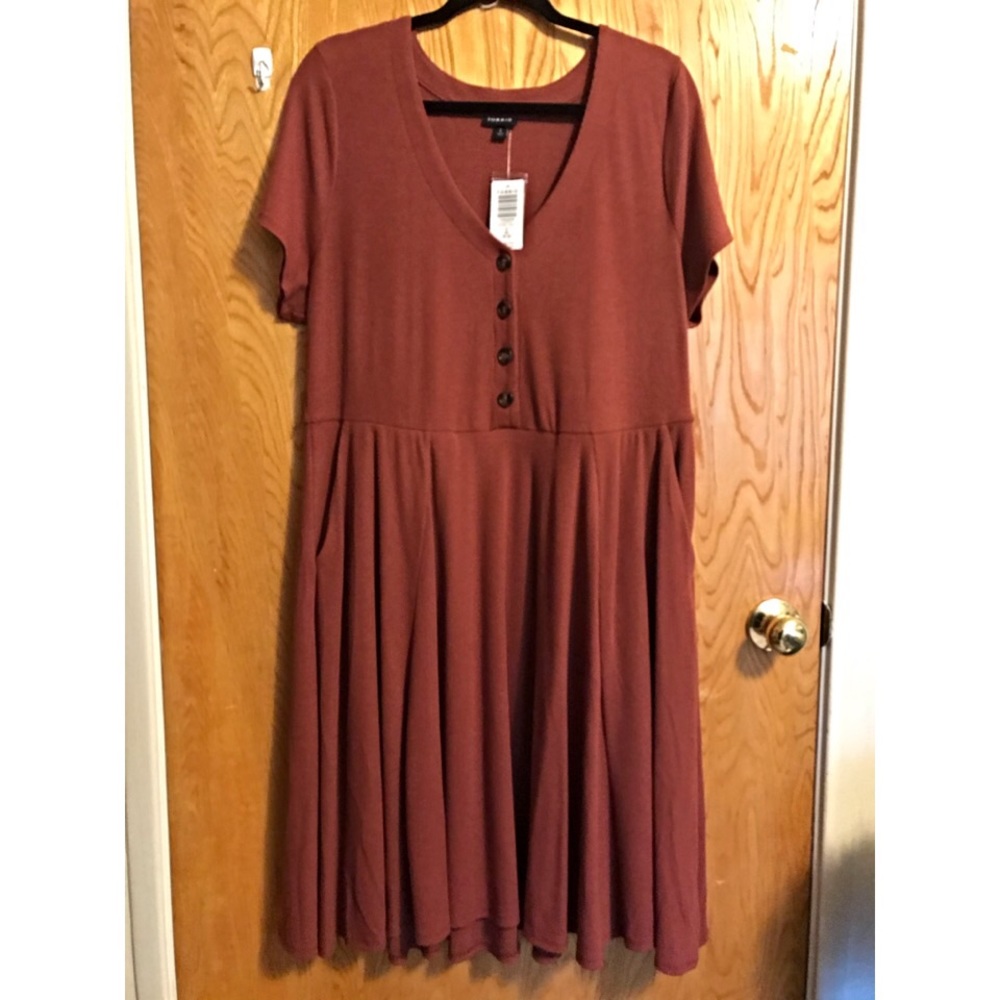 Torrid, Red Rib Button Skater Dress, Size 2